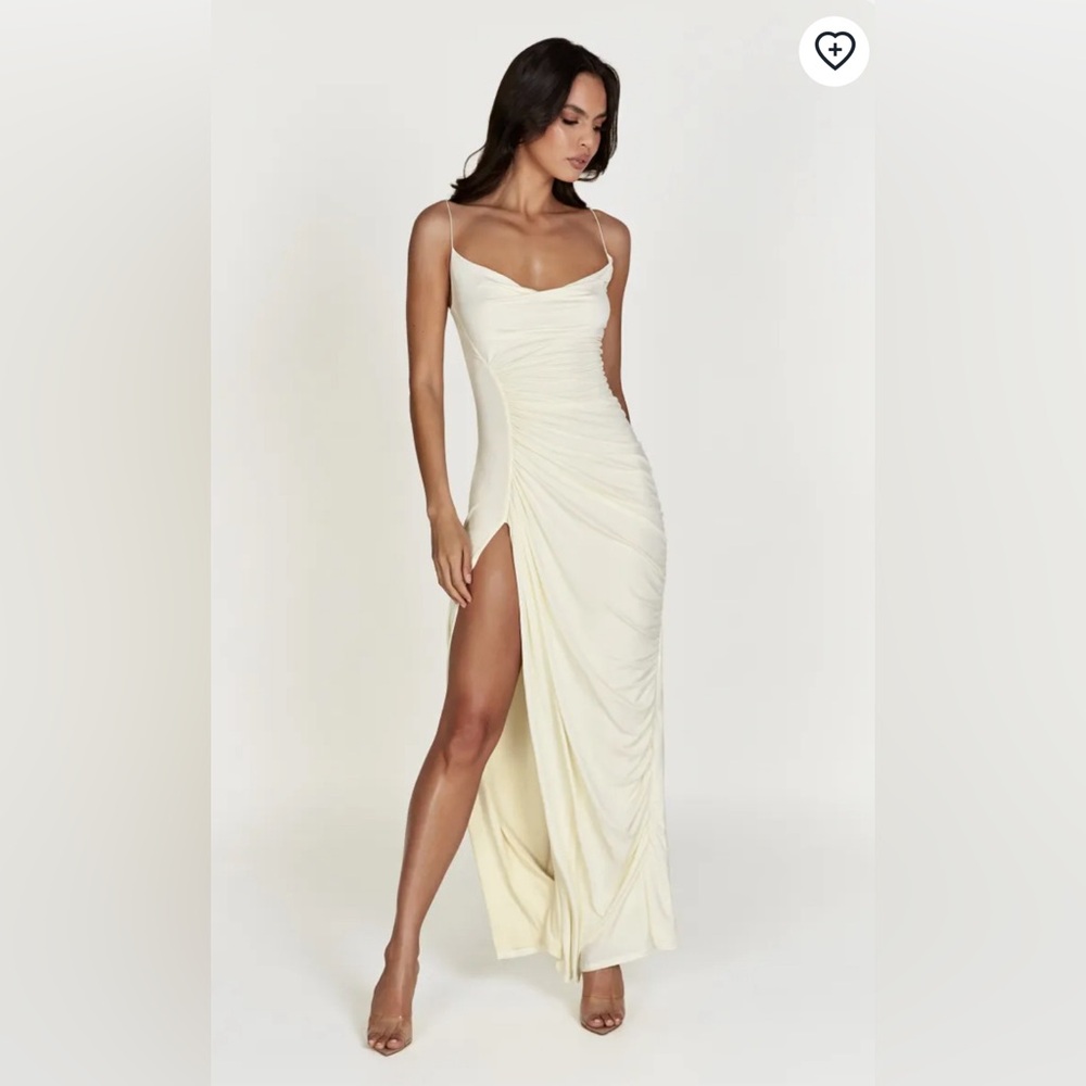 Meshki: Candice Ruched Maxi Dress - Bone